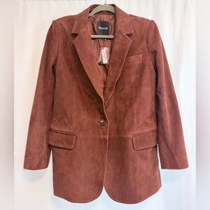 Madewell Klein Goat Leather Blazer Soft Mahogany Size 4 NWT